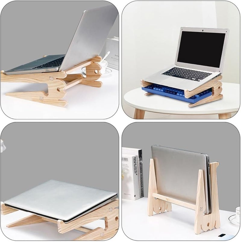 Wooden Laptop Cooling Stand Dual Layer Holder for 15 to 17 6 Inch Notebooks - Image 4